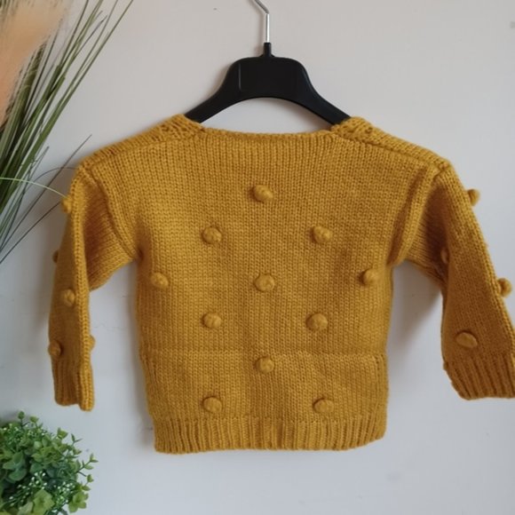 Infant Pom-Pom Cardigan Mustard - Picture 4 of 7